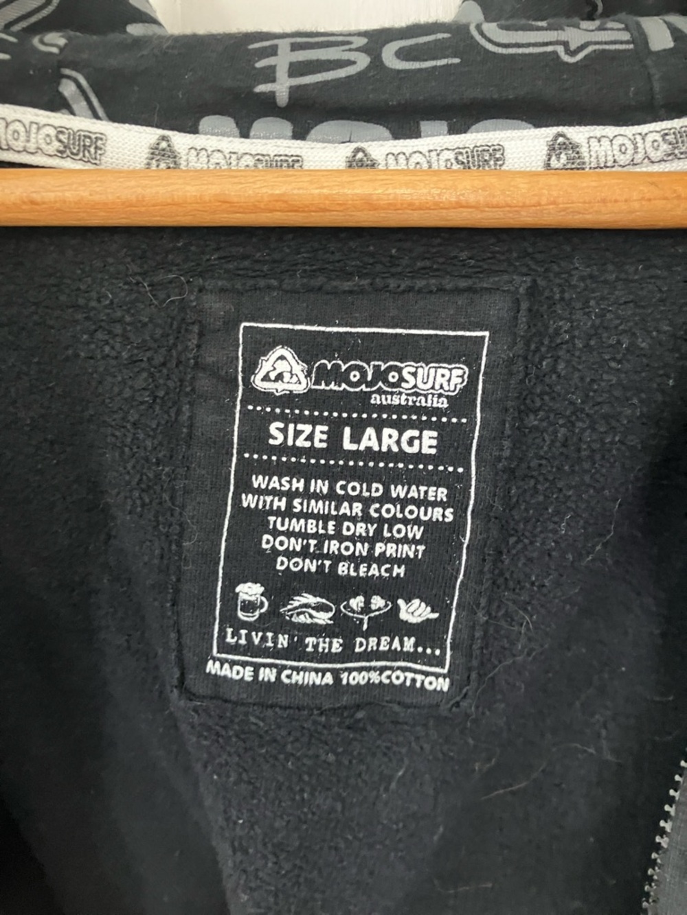 Y2K style Mojo Surf Australia Black Zip-Up Hoodie punk size Large 100% cotton - Picture 11 of 17